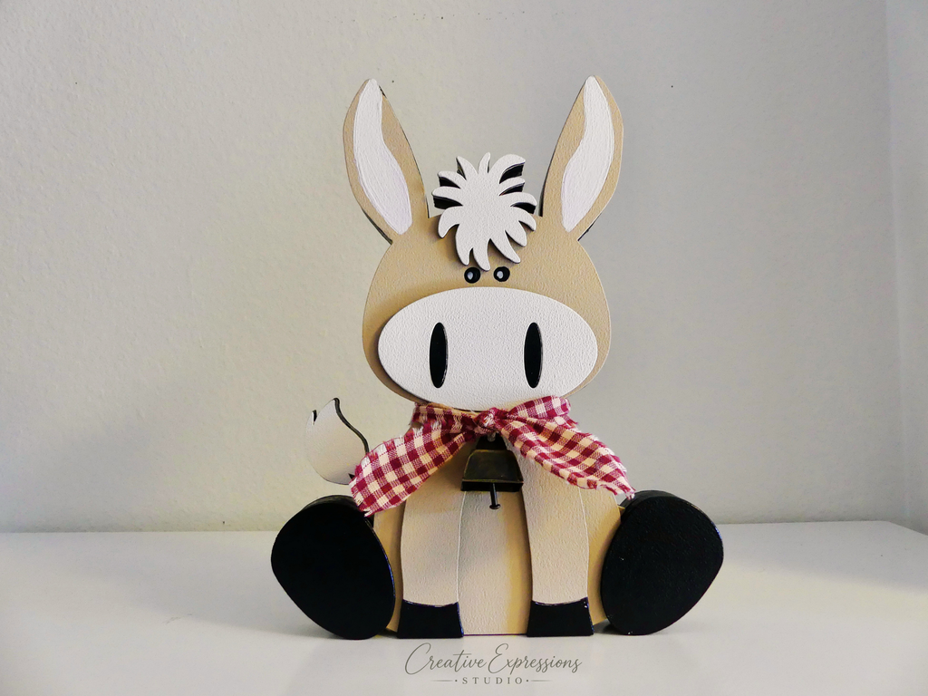 Handcrafted Wooden Donkey Shelf Sitter – Farmhouse & Nursery Decor