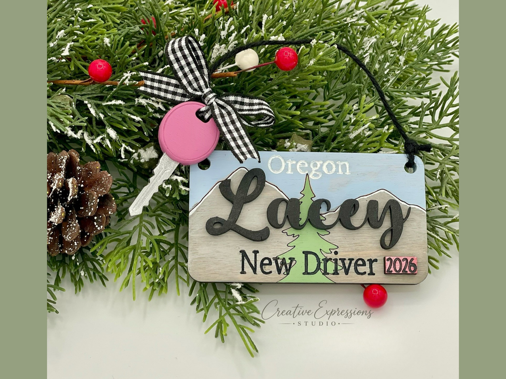 Personalized Oregon New Driver Ornament - Driver's License Keepsake