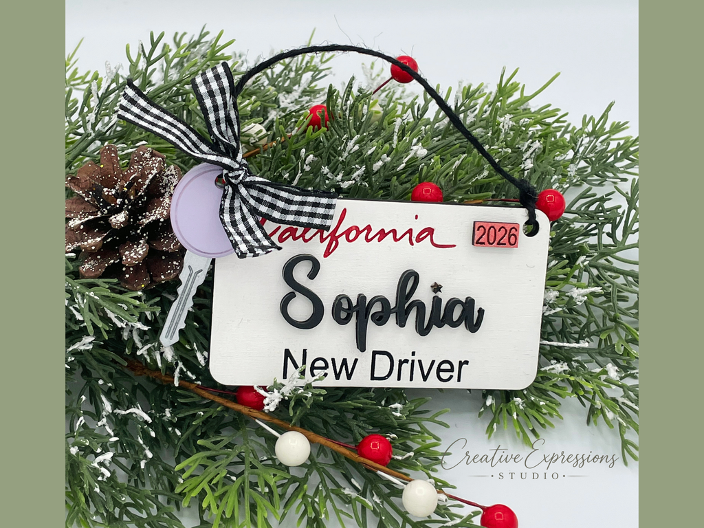 Personalized California New Driver Ornament - License Keepsake