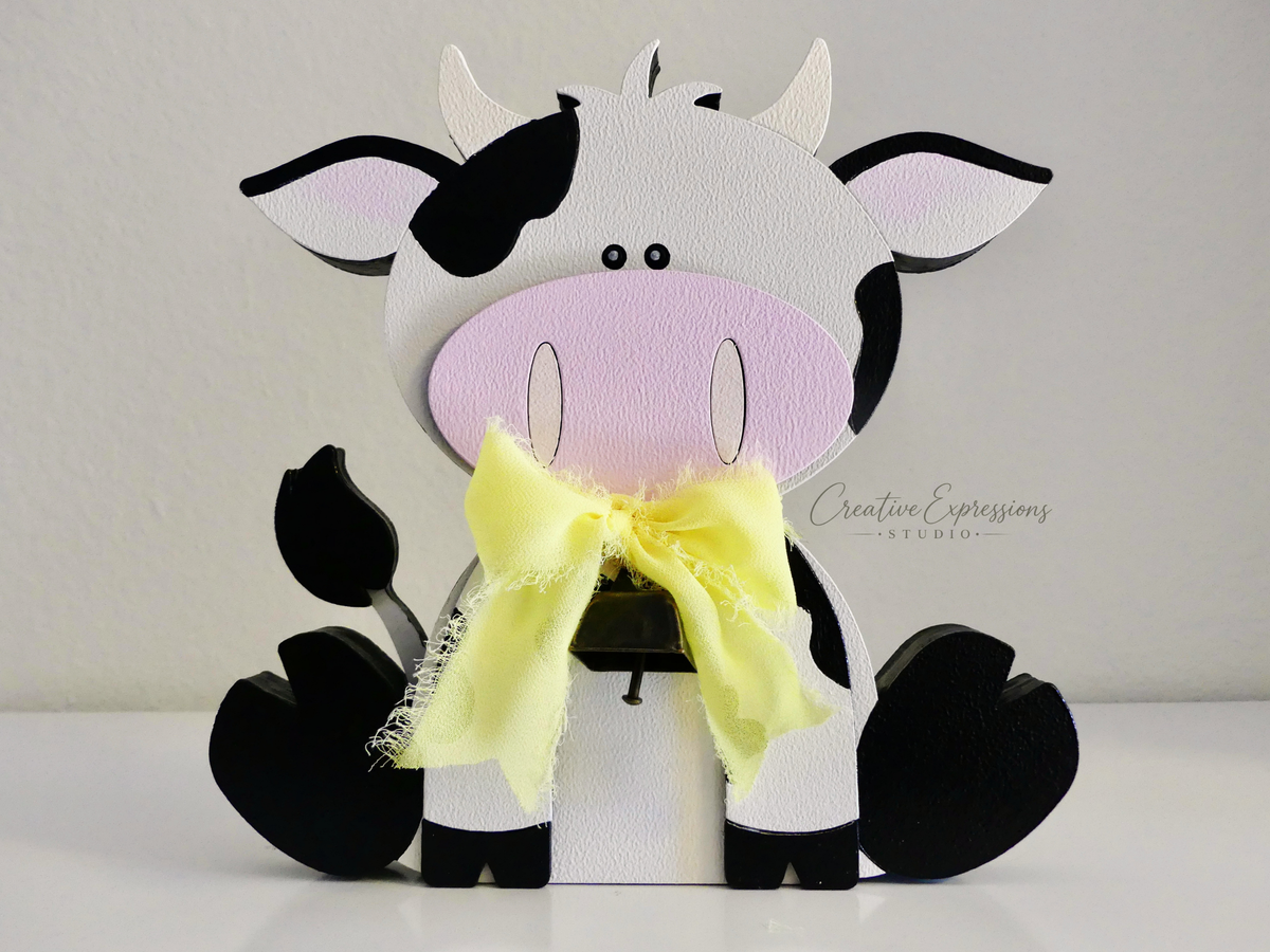 Handcrafted Wooden Cow Shelf Sitter – Farmhouse & Nursery Decor