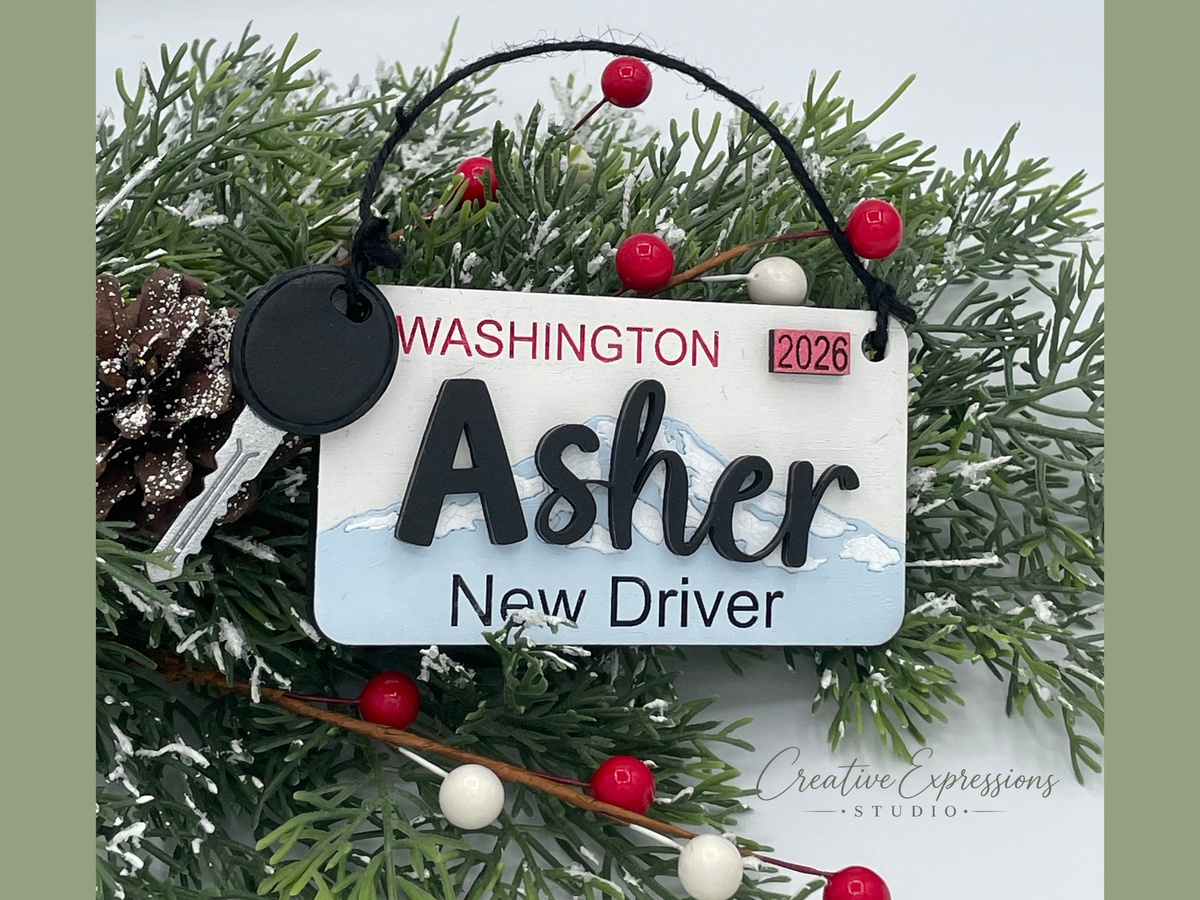 Personalized Washington New Driver Ornament - License Keepsake
