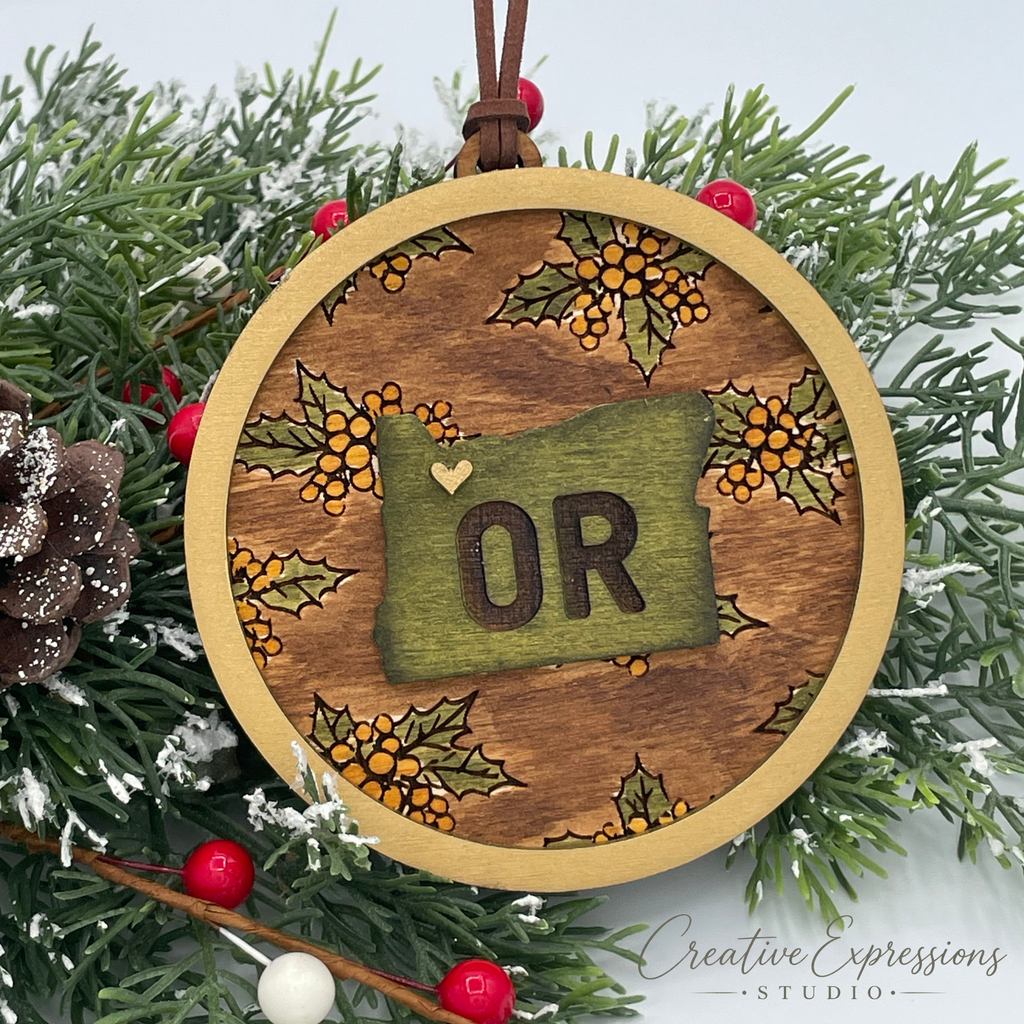 Oregon State Ornament – Oregon Grape Wooden Christmas Keepsake