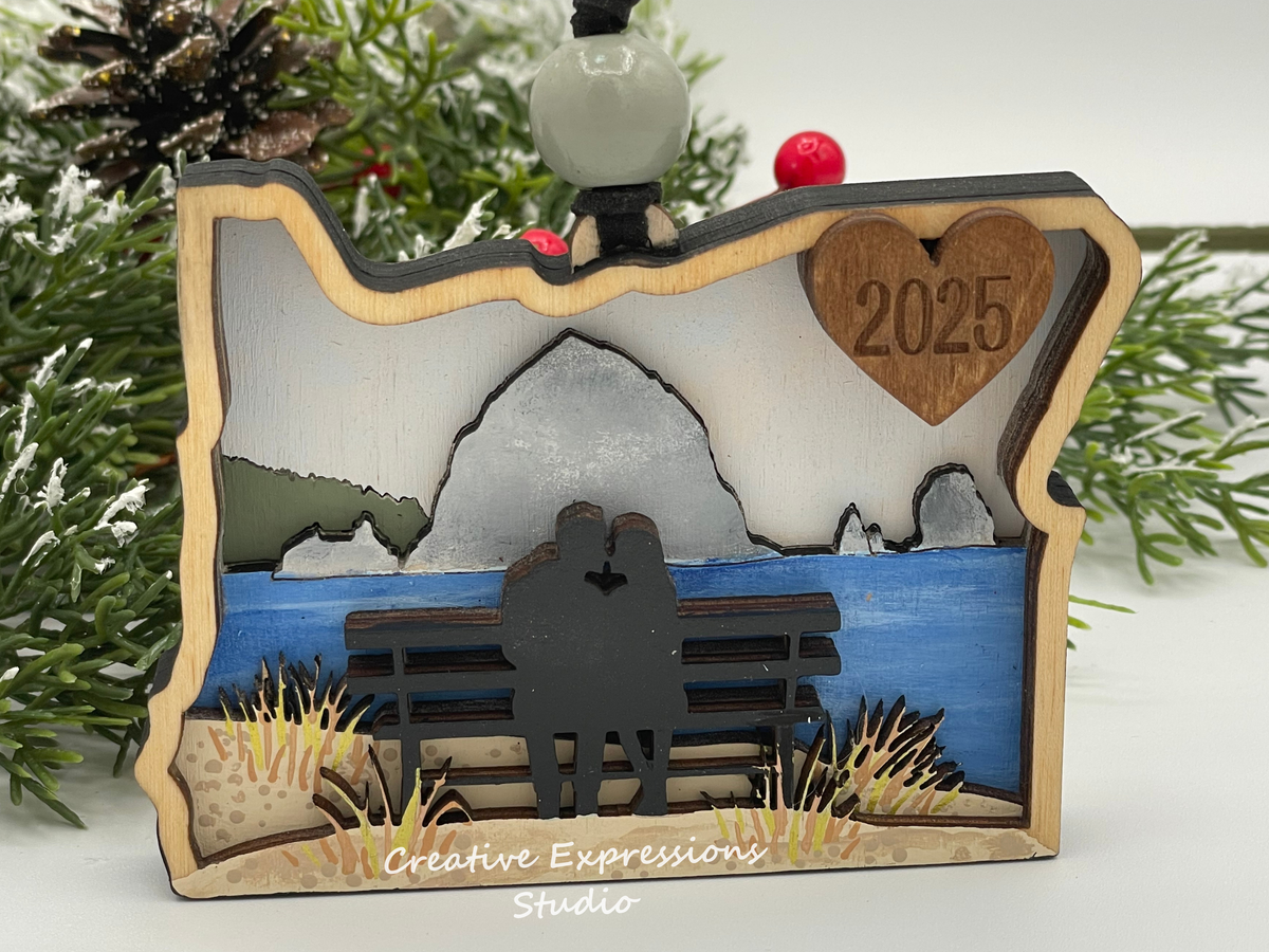 Personalized Cannon Beach Couple Ornament – Oregon Coast Keepsake