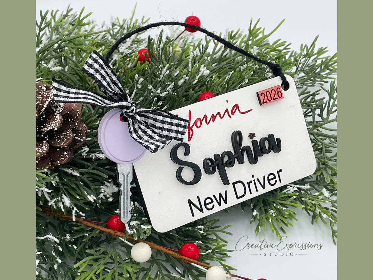 Personalized California New Driver Ornament - License Keepsake