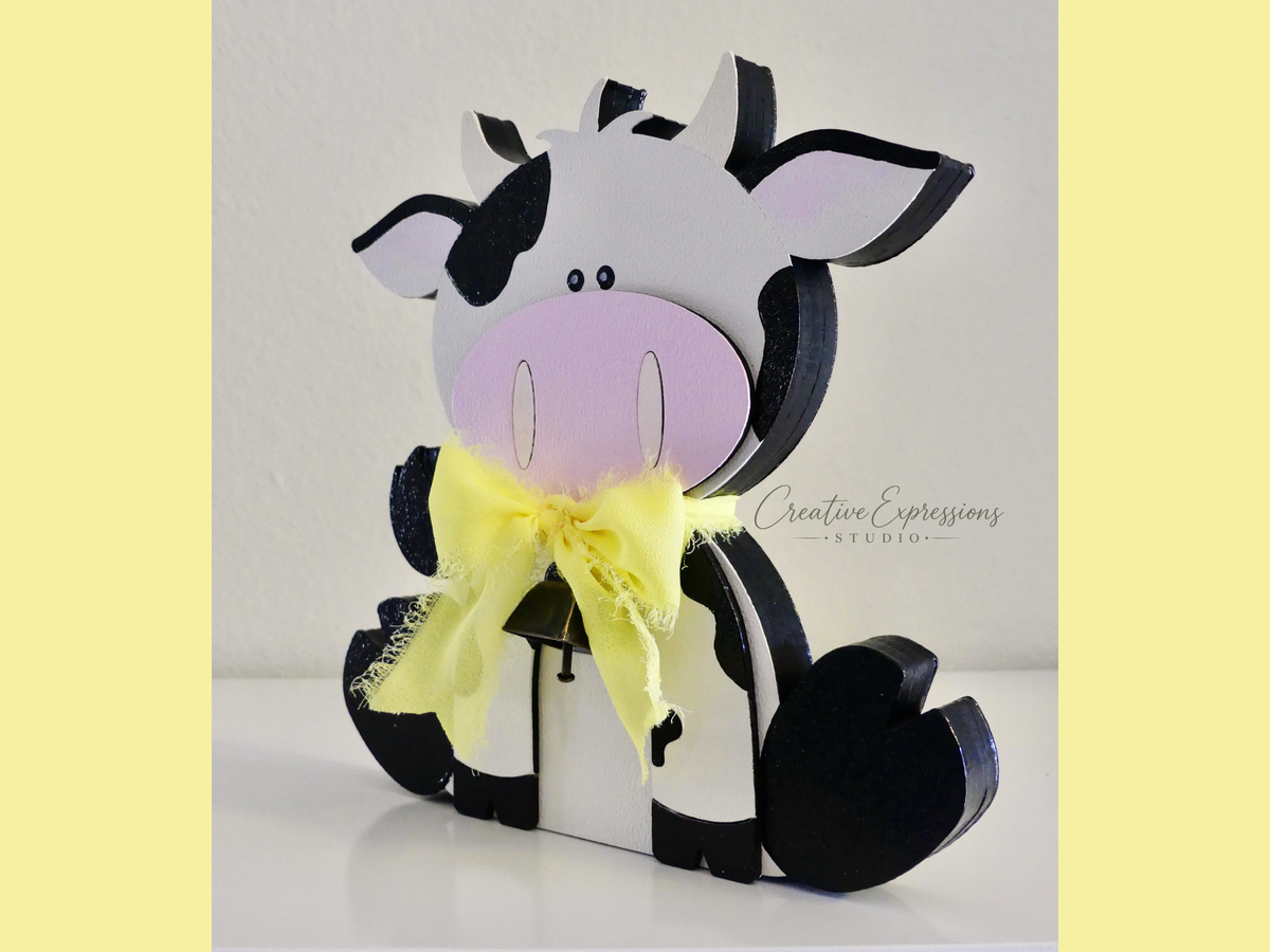 Handcrafted Wooden Cow Shelf Sitter – Farmhouse & Nursery Decor