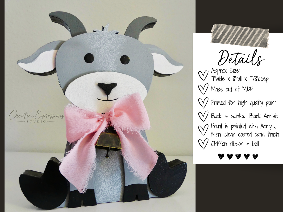 Handcrafted Wooden Goat Shelf Sitter – Farmhouse & Nursery Decor