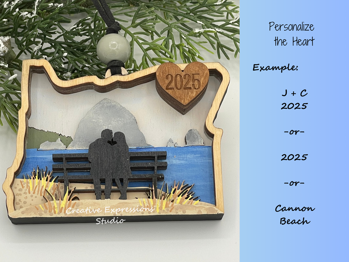 Personalized Cannon Beach Couple Ornament – Oregon Coast Keepsake