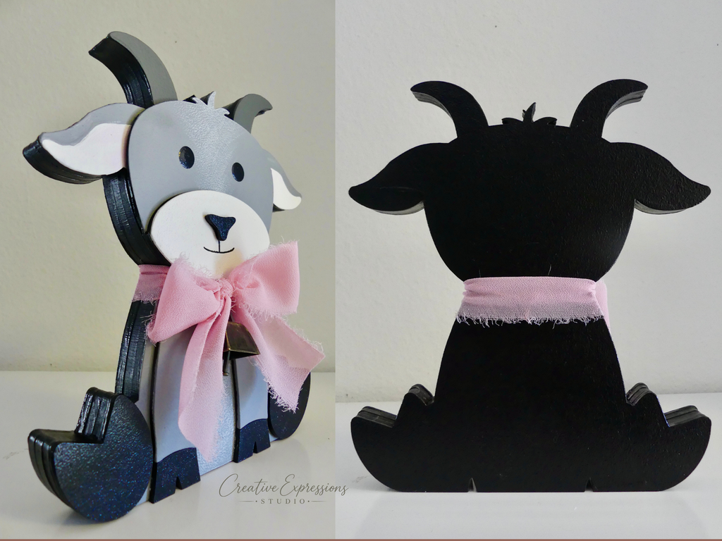 Handcrafted Wooden Goat Shelf Sitter – Farmhouse & Nursery Decor