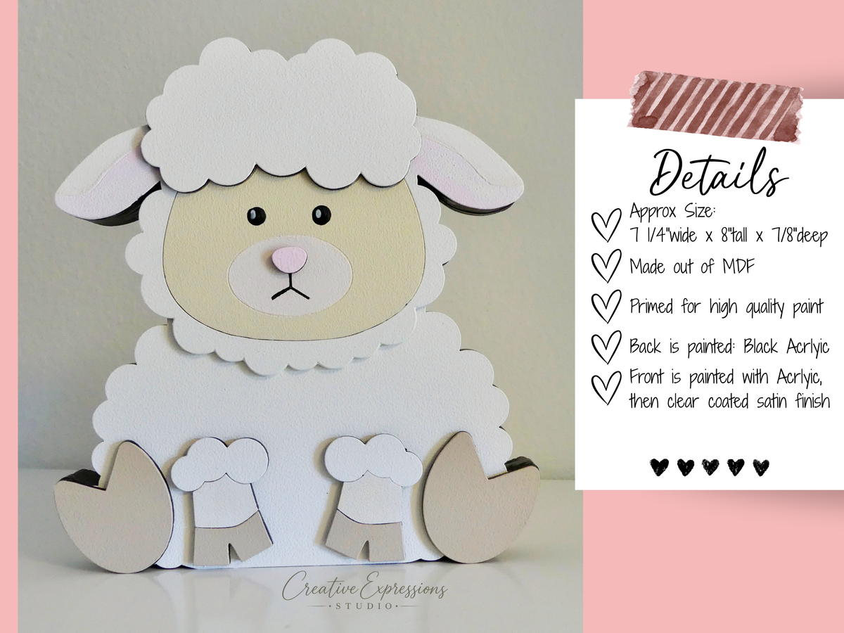 Handcrafted Wooden Lamb Shelf Sitter – Farmhouse & Nursery Decor