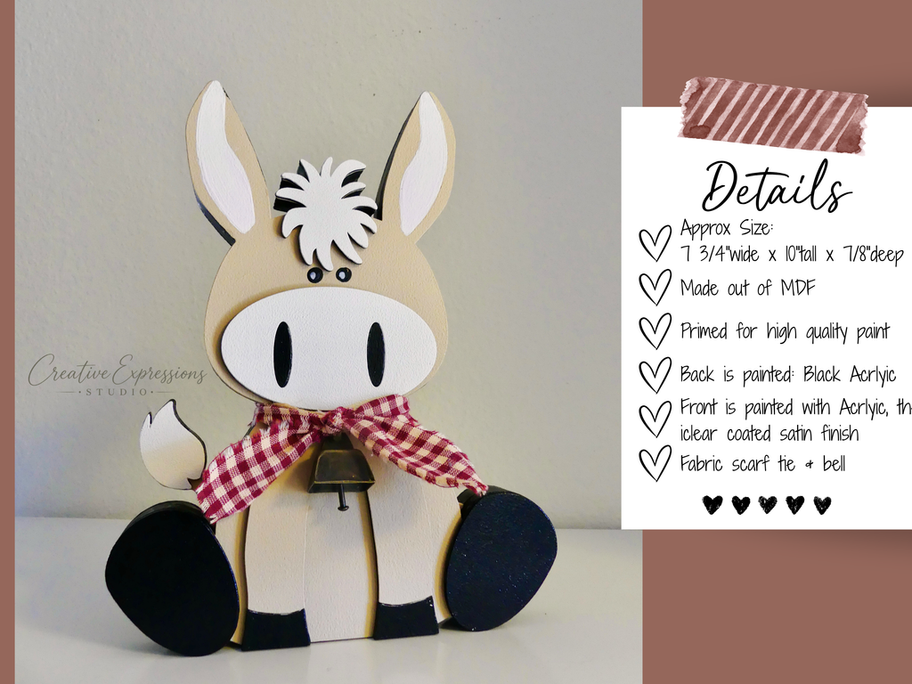 Handcrafted Wooden Donkey Shelf Sitter – Farmhouse & Nursery Decor