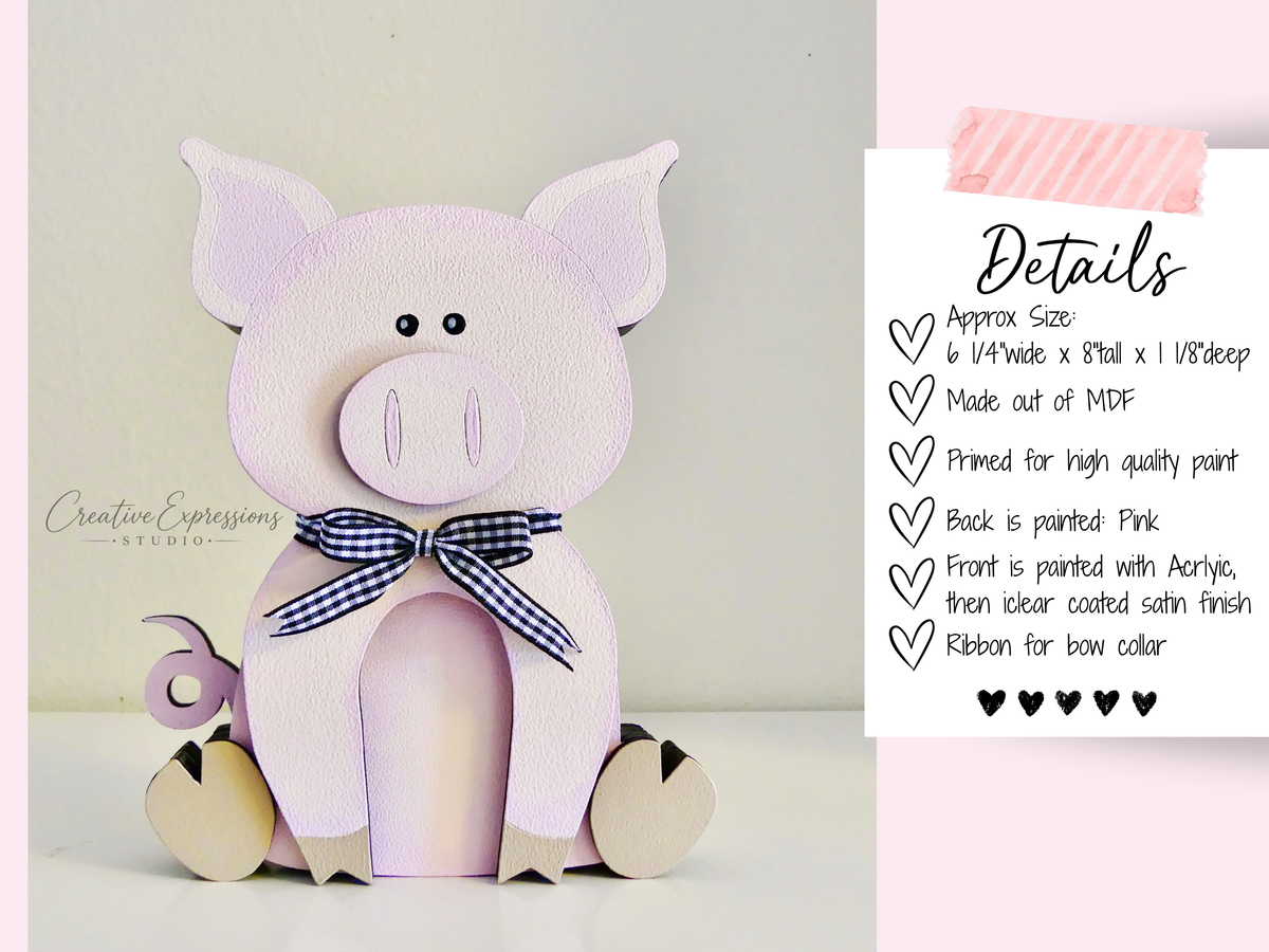 Handcrafted Wooden Pig Shelf Sitter - Farmhouse & Nursery Decor