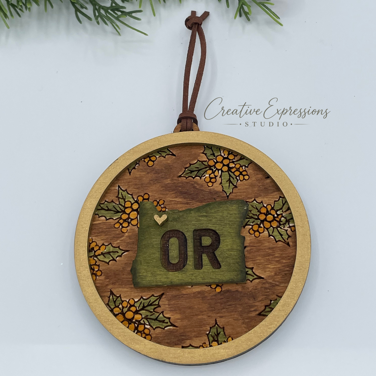 Oregon State Ornament – Oregon Grape Wooden Christmas Keepsake