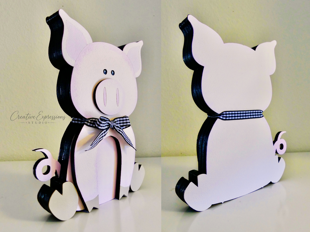 Handcrafted Wooden Pig Shelf Sitter - Farmhouse & Nursery Decor