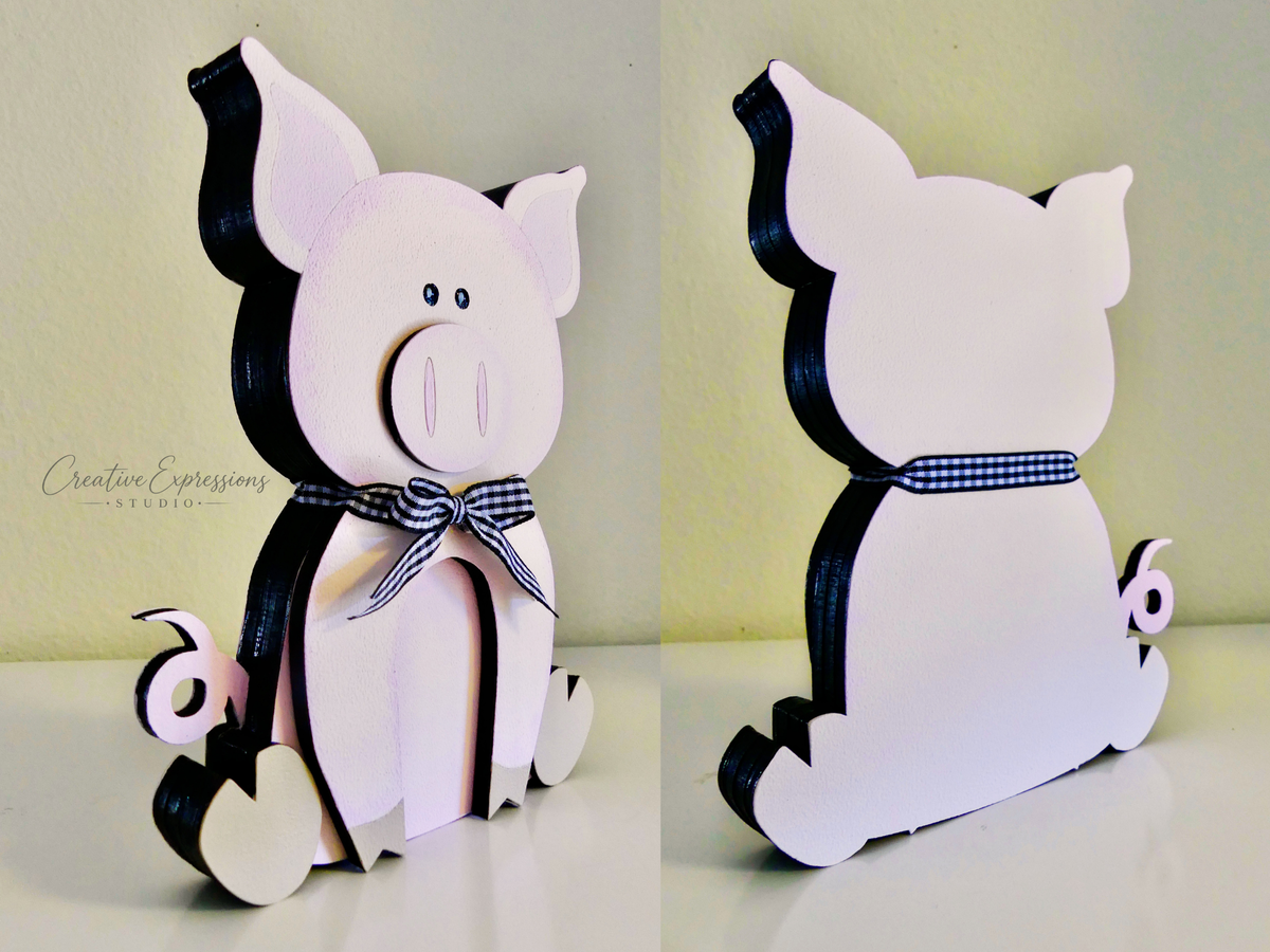 Handcrafted Wooden Pig Shelf Sitter - Farmhouse & Nursery Decor