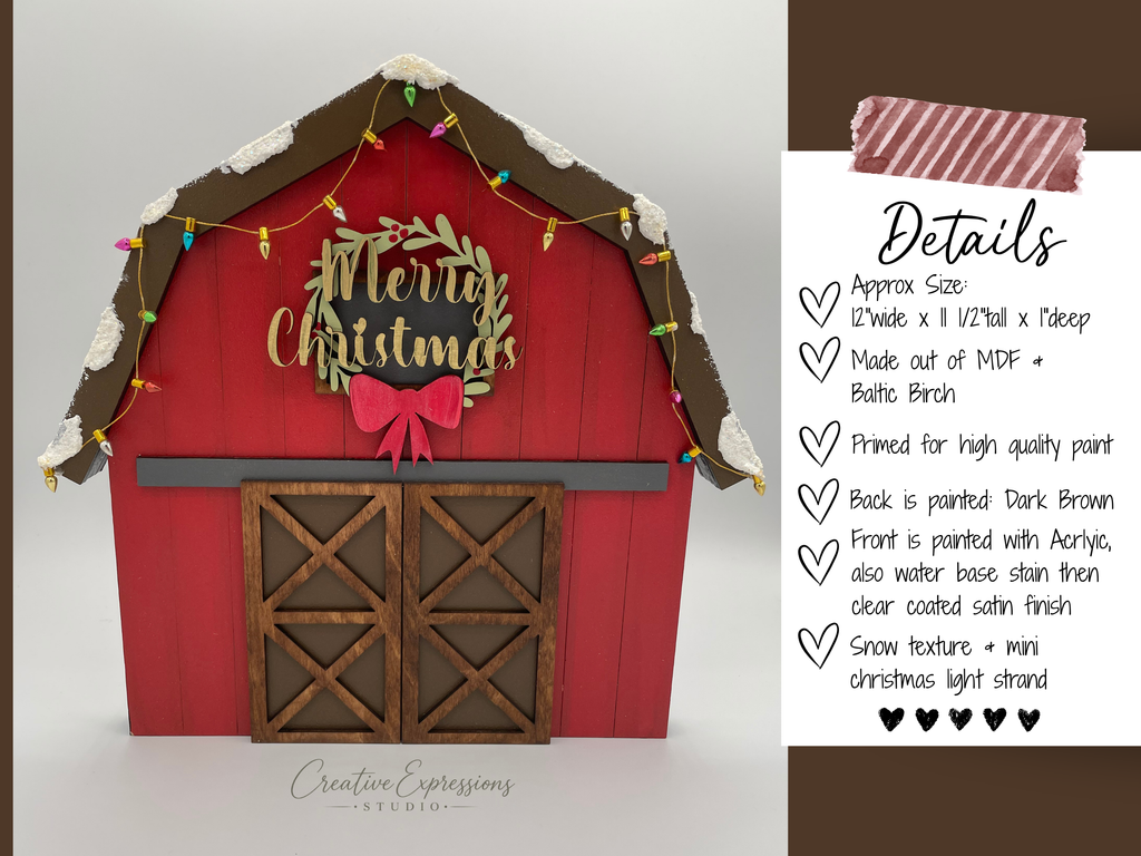 Christmas Barn Shelf Sitter - Wooden Farmhouse Decor