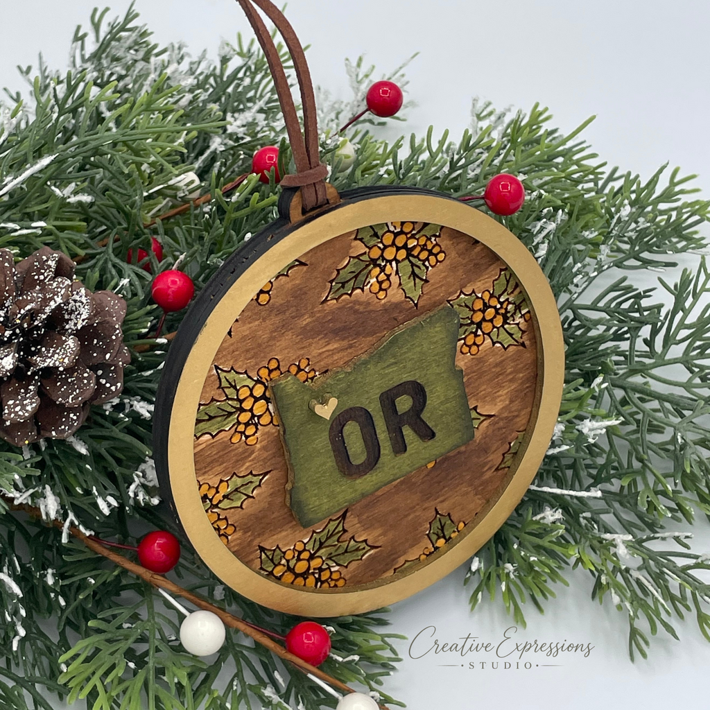 Oregon State Ornament – Oregon Grape Wooden Christmas Keepsake