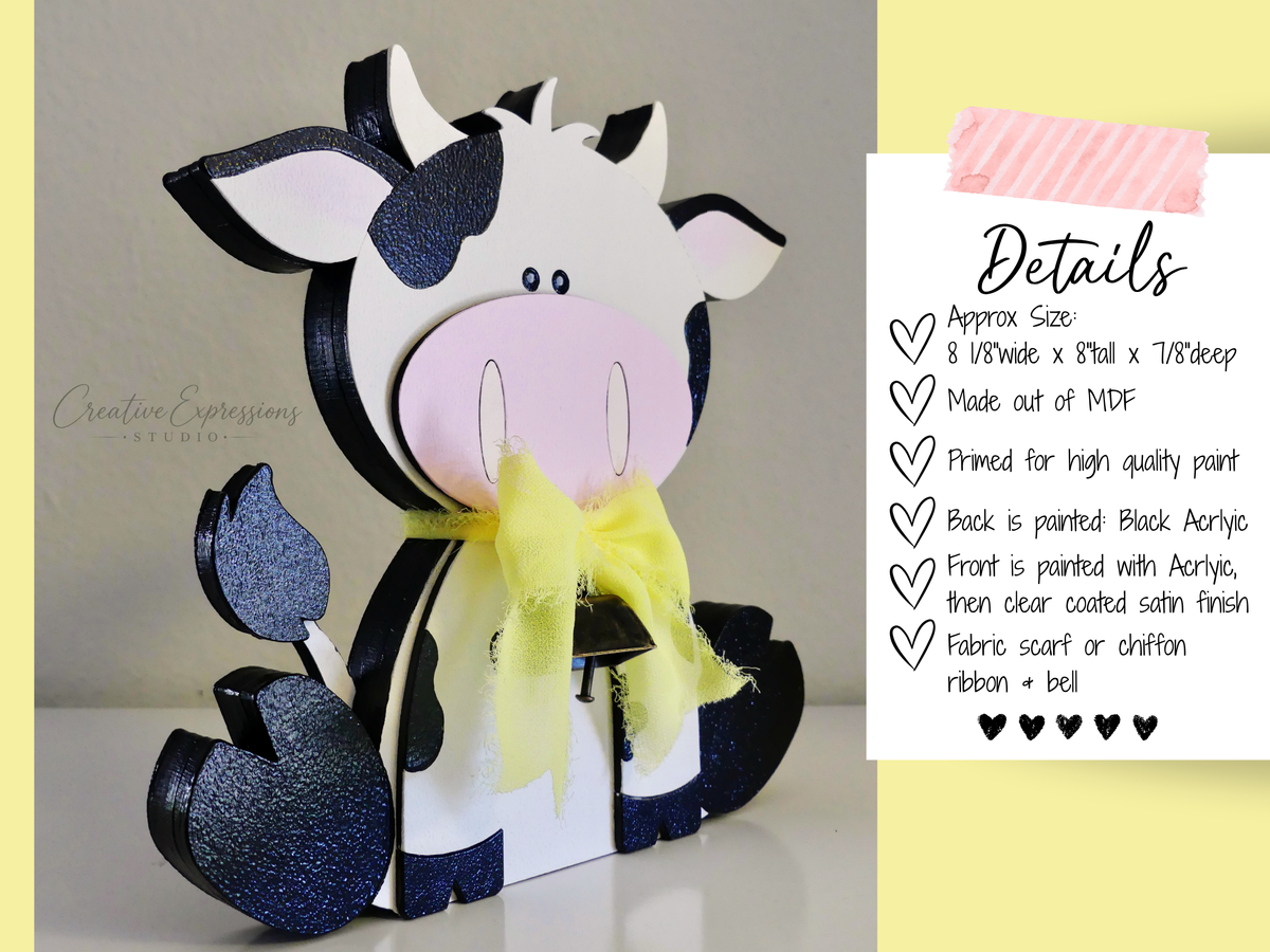 Handcrafted Wooden Cow Shelf Sitter – Farmhouse & Nursery Decor