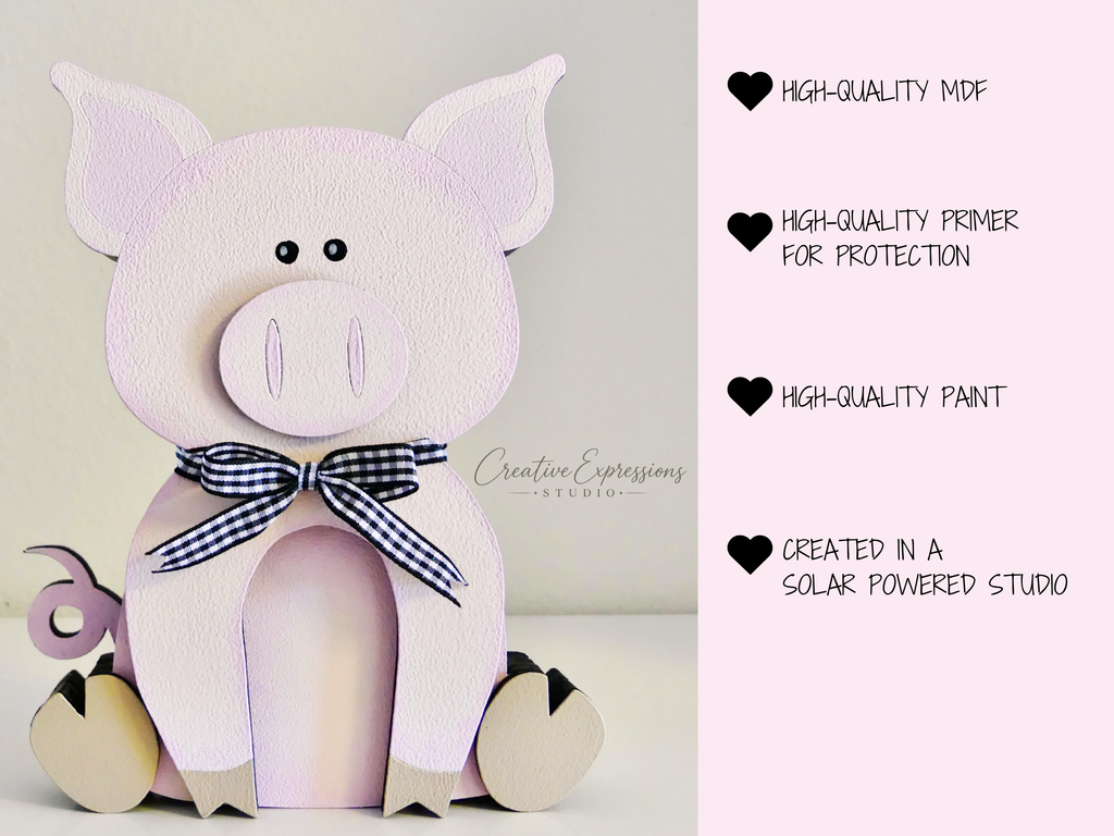 Handcrafted Wooden Pig Shelf Sitter - Farmhouse & Nursery Decor