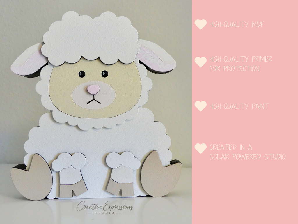 Handcrafted Wooden Lamb Shelf Sitter – Farmhouse & Nursery Decor