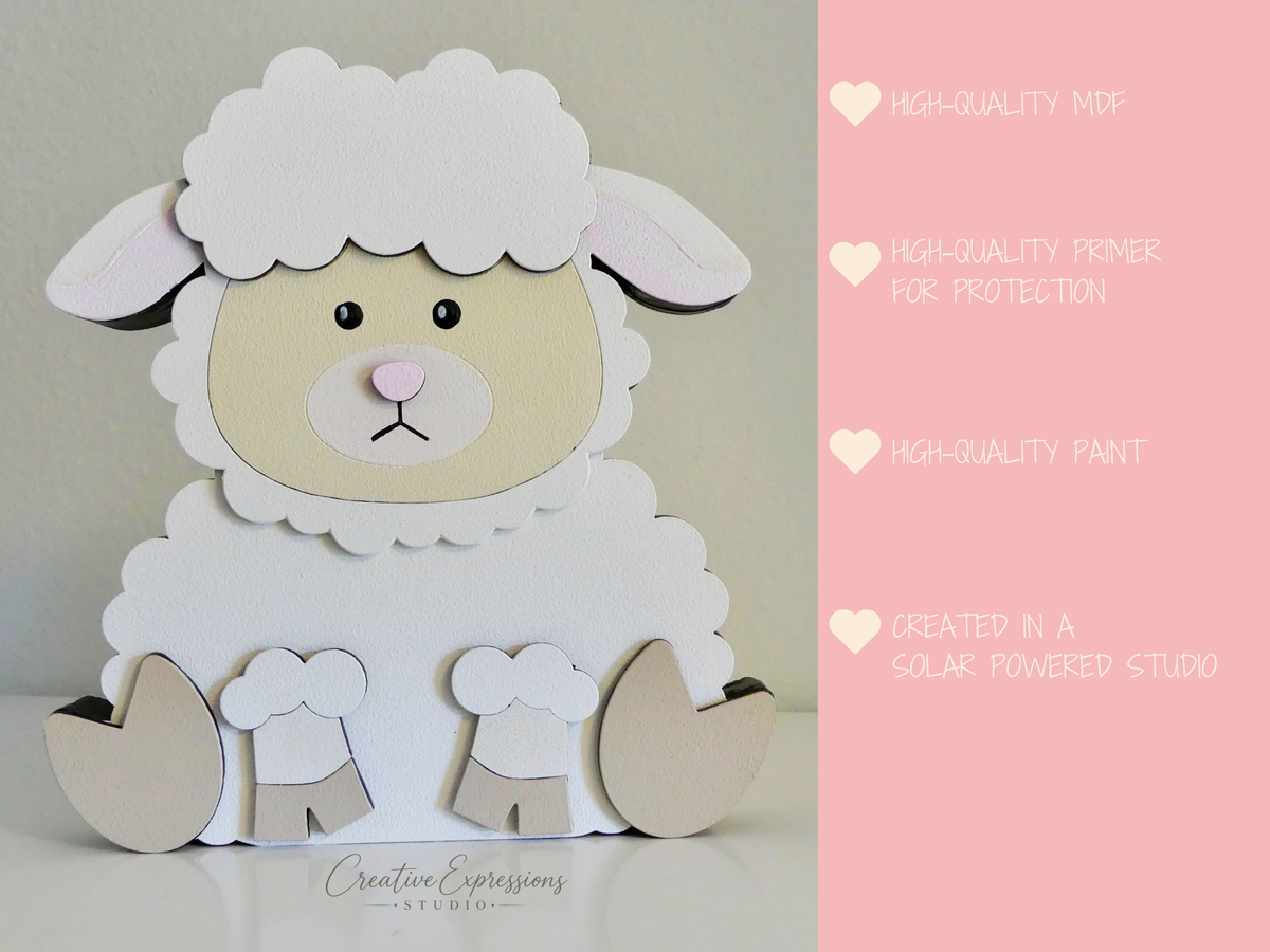 Handcrafted Wooden Lamb Shelf Sitter – Farmhouse & Nursery Decor