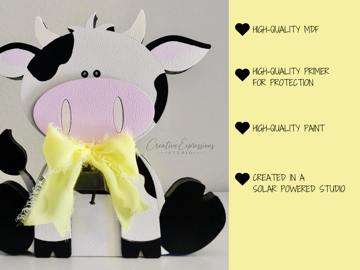 Handcrafted Wooden Cow Shelf Sitter – Farmhouse & Nursery Decor