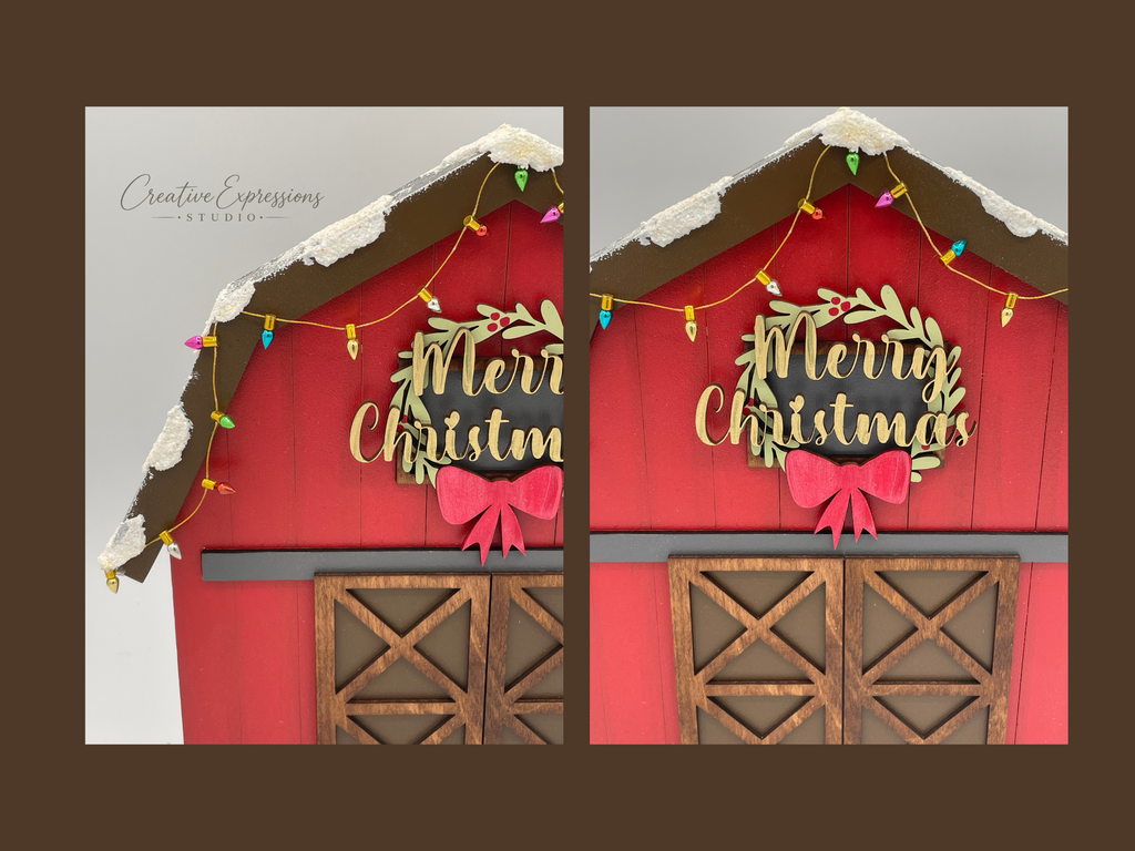 Christmas Barn Shelf Sitter - Wooden Farmhouse Decor