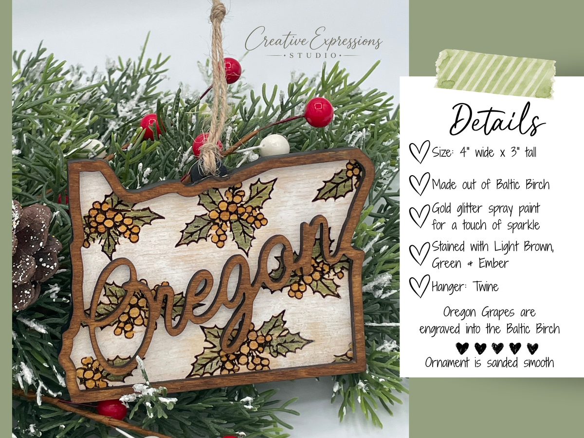 Oregon Grape Ornament – Handcrafted Oregon Christmas Keepsake