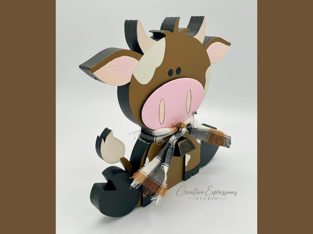 Handcrafted Wooden Cow Shelf Sitter – Farmhouse & Nursery Decor