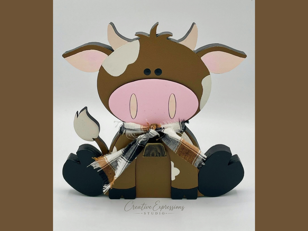 Handcrafted Wooden Cow Shelf Sitter – Farmhouse & Nursery Decor