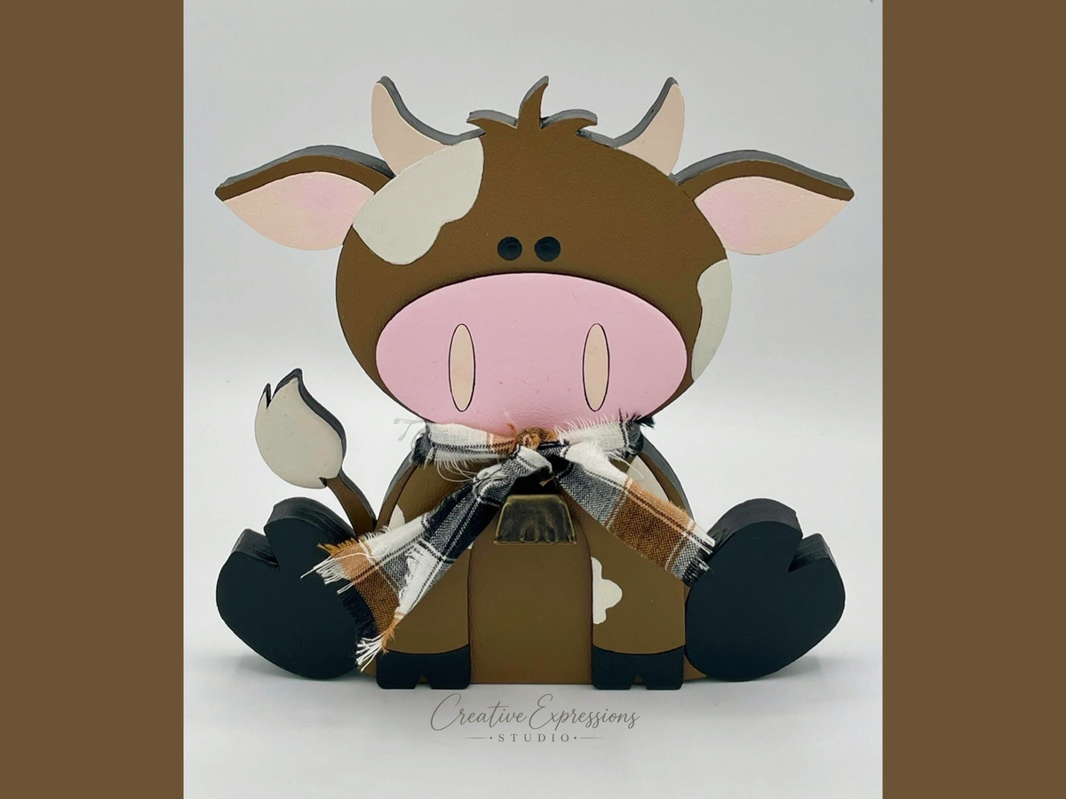 Handcrafted Wooden Cow Shelf Sitter – Farmhouse & Nursery Decor