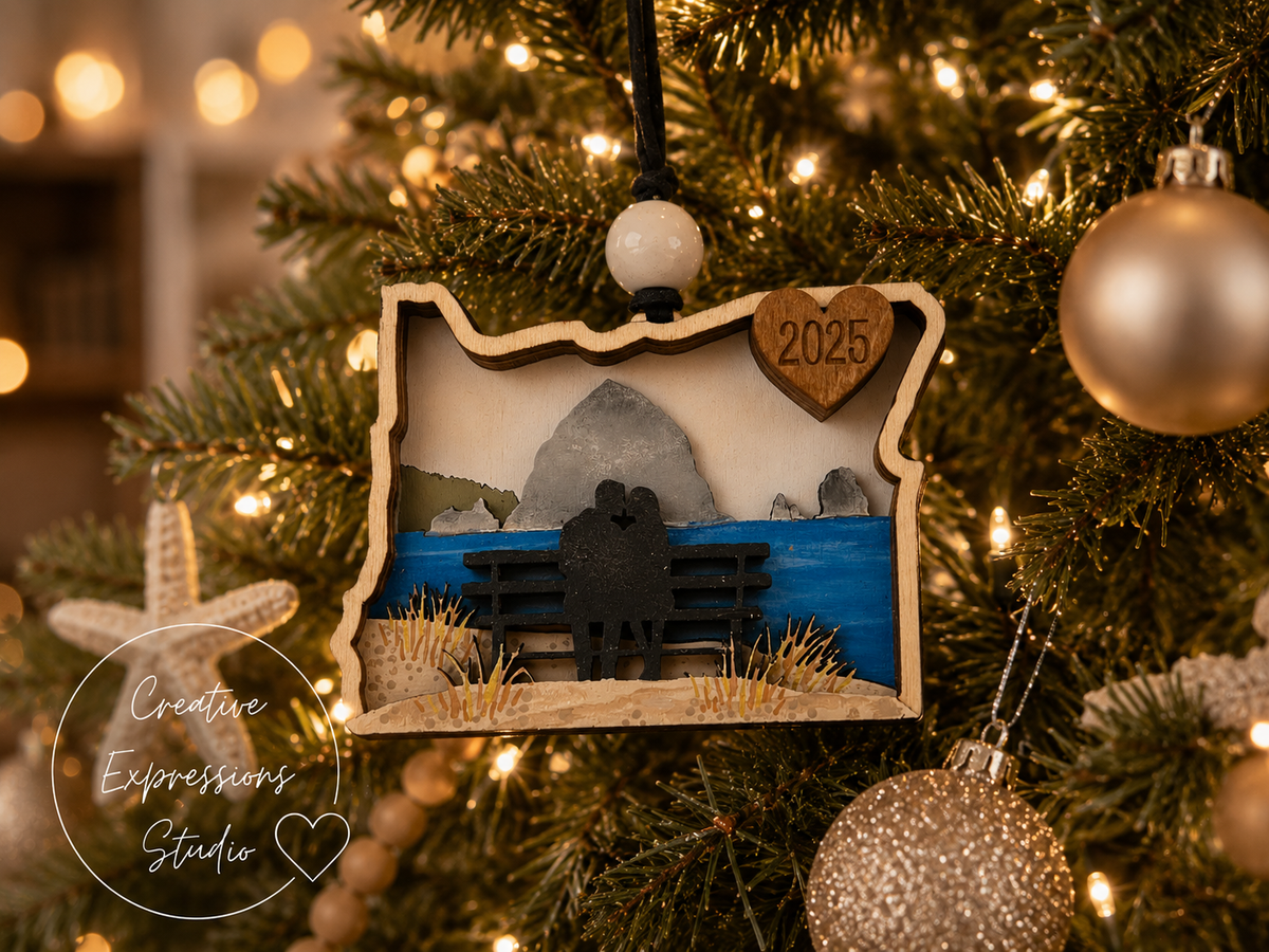 Personalized Cannon Beach Couple Ornament – Oregon Coast Keepsake