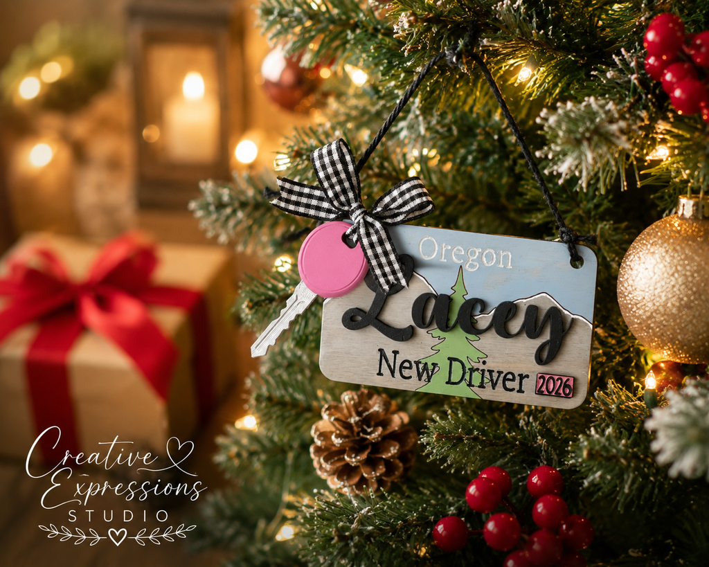 Personalized Oregon New Driver Ornament - Driver's License Keepsake