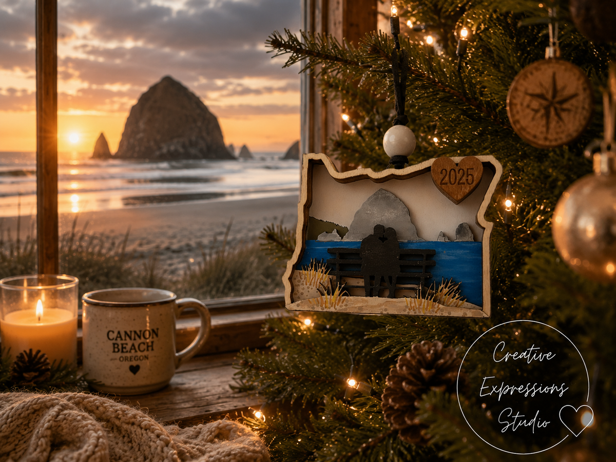 Personalized Cannon Beach Couple Ornament – Oregon Coast Keepsake