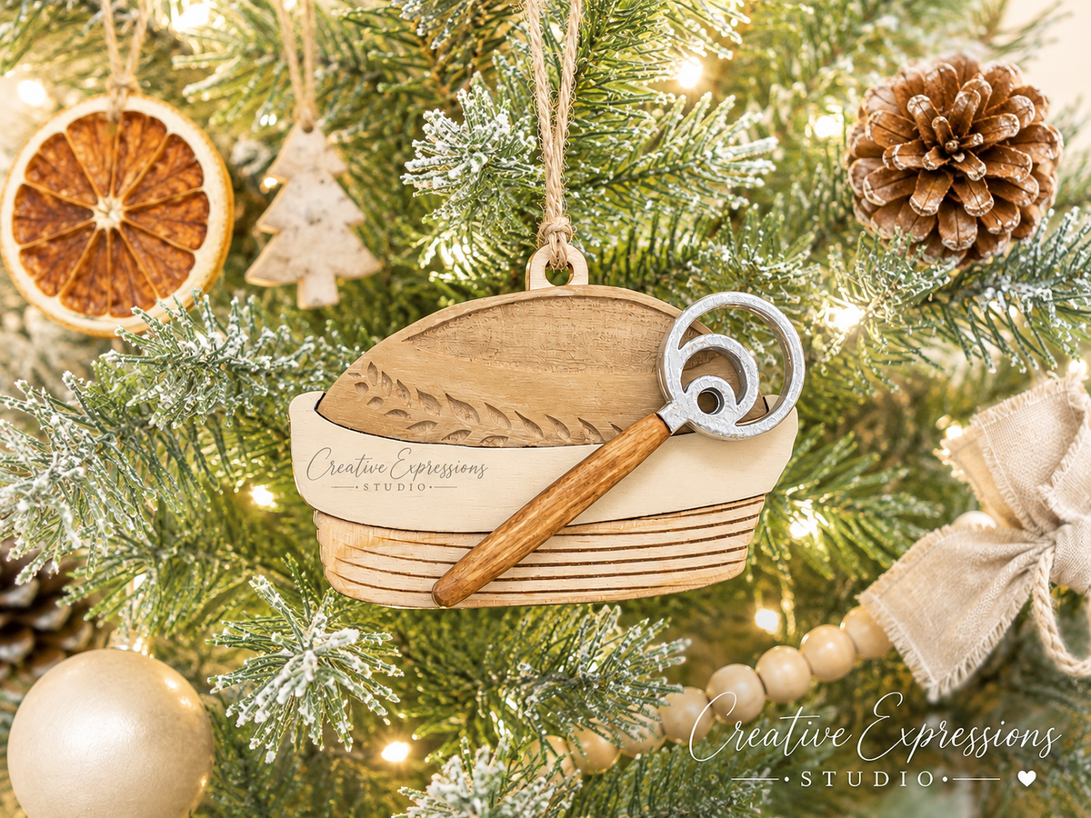 Sourdough Bread Basket Ornament – Wooden Baker & Bread Lover Christmas Gift