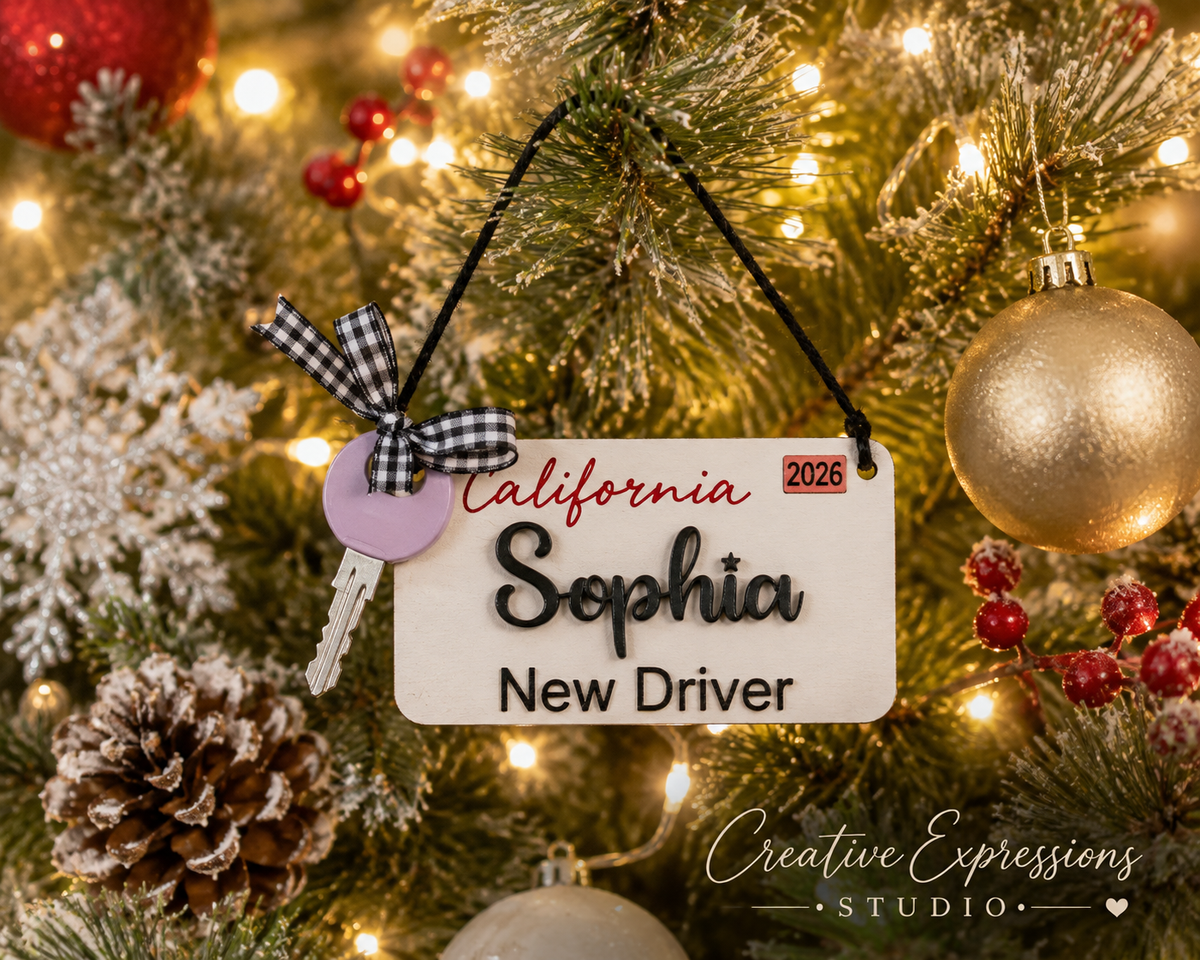 Personalized California New Driver Ornament - License Keepsake