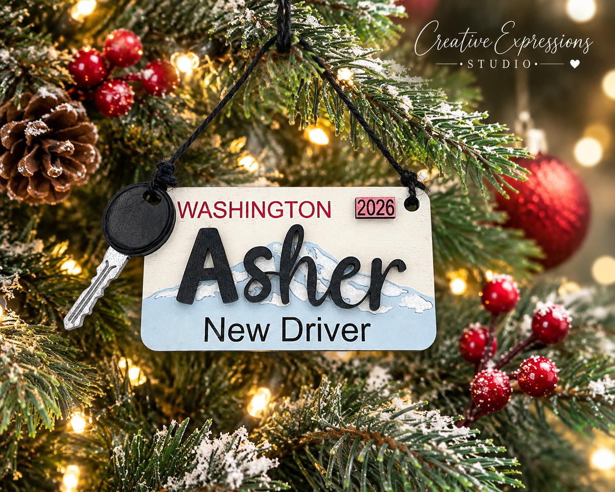 Personalized Washington New Driver Ornament - License Keepsake
