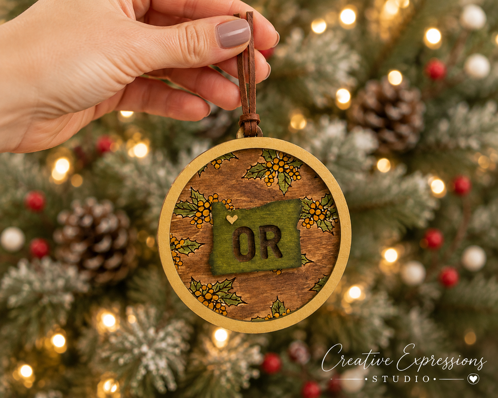 Oregon State Ornament – Oregon Grape Wooden Christmas Keepsake