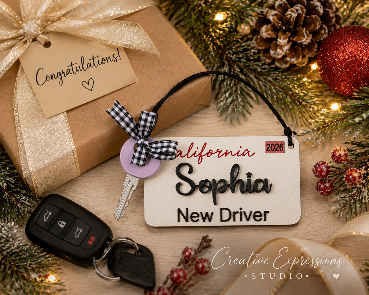 Personalized California New Driver Ornament - License Keepsake