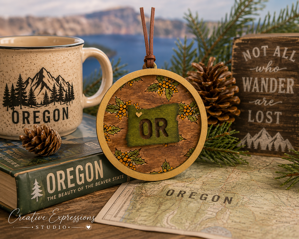 Oregon State Ornament – Oregon Grape Wooden Christmas Keepsake