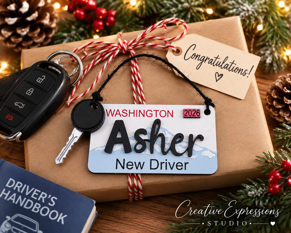 Personalized Washington New Driver Ornament - License Keepsake