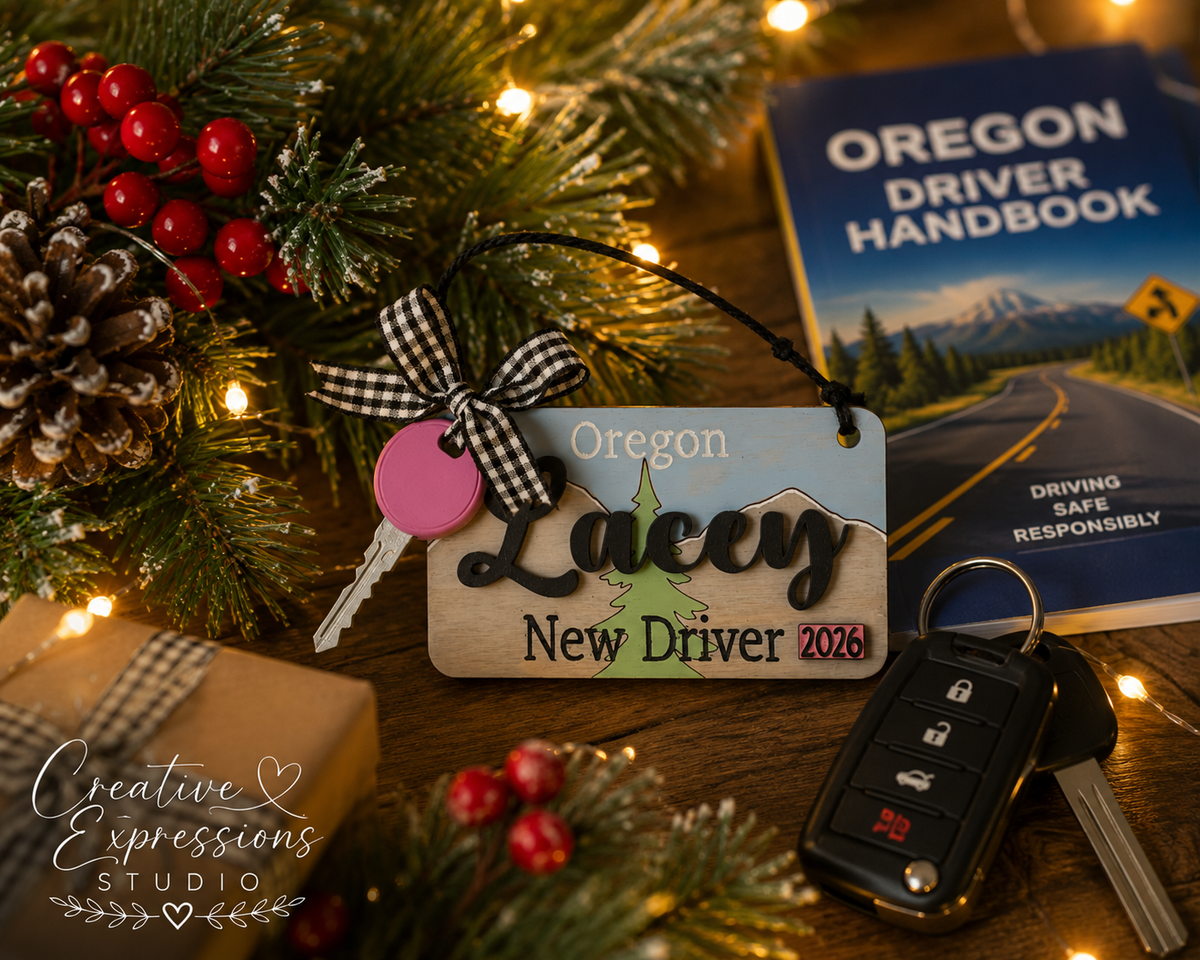 Personalized Oregon New Driver Ornament - Driver's License Keepsake