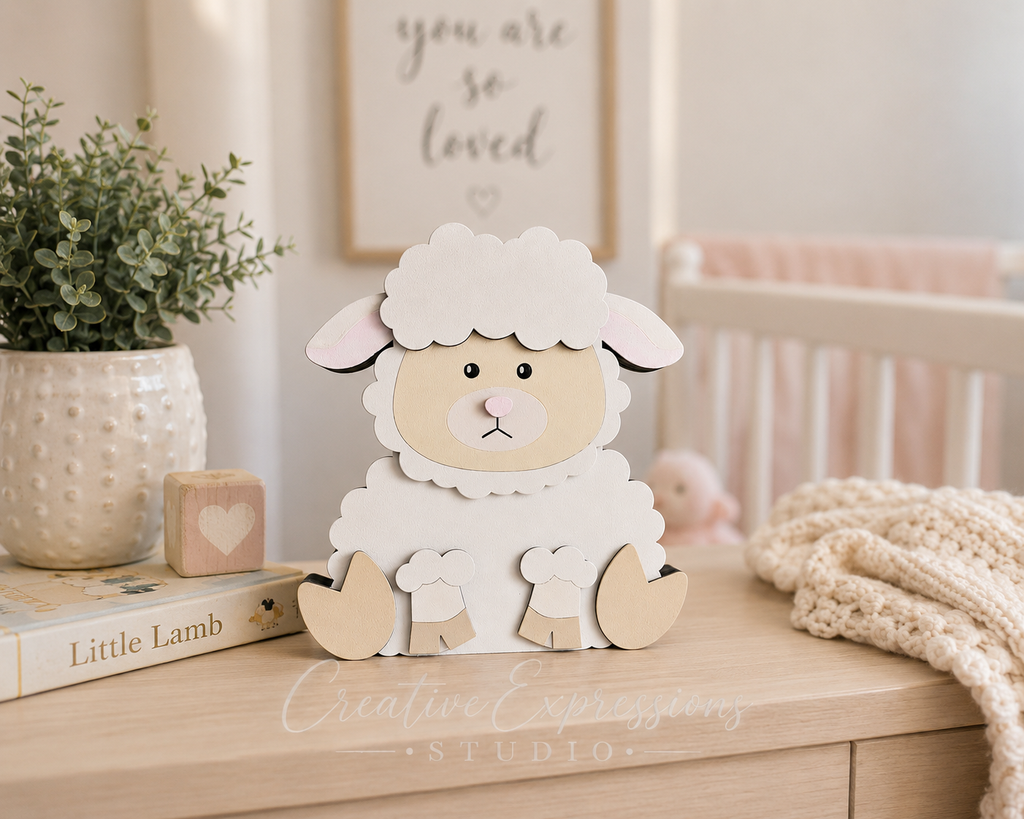 Handcrafted Wooden Lamb Shelf Sitter – Farmhouse & Nursery Decor
